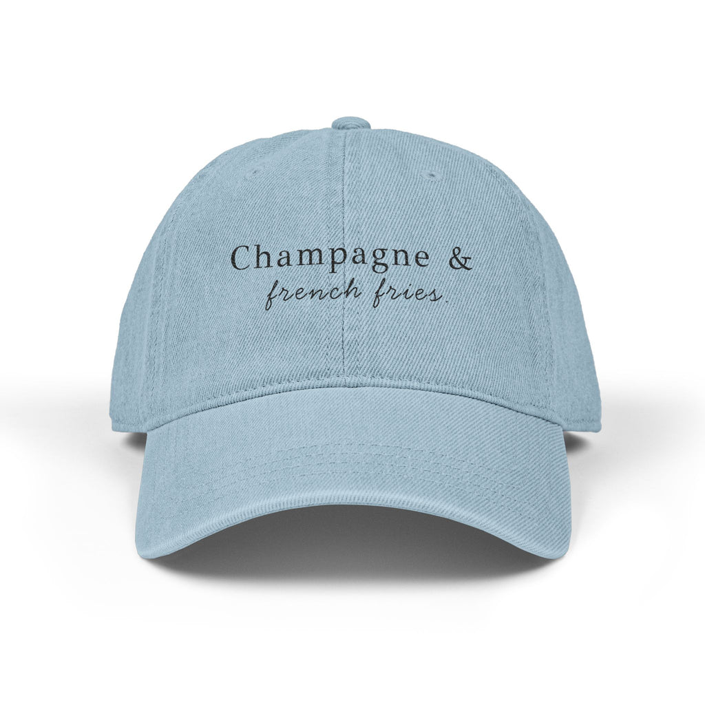 Champagne & French Fries - Light Blue Embroidered Denim Hat