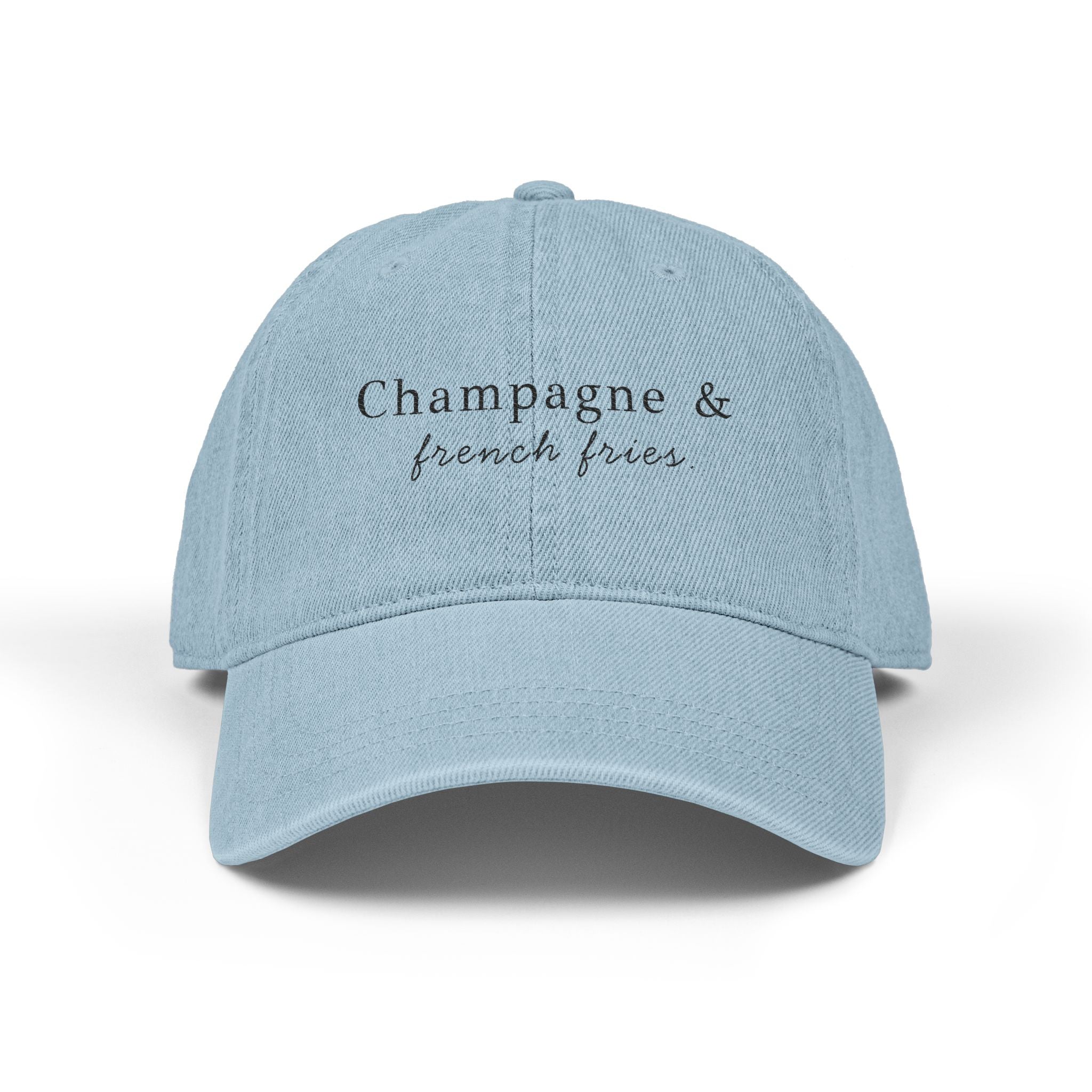 Champagne & French Fries - Light Blue Embroidered Denim Hat
