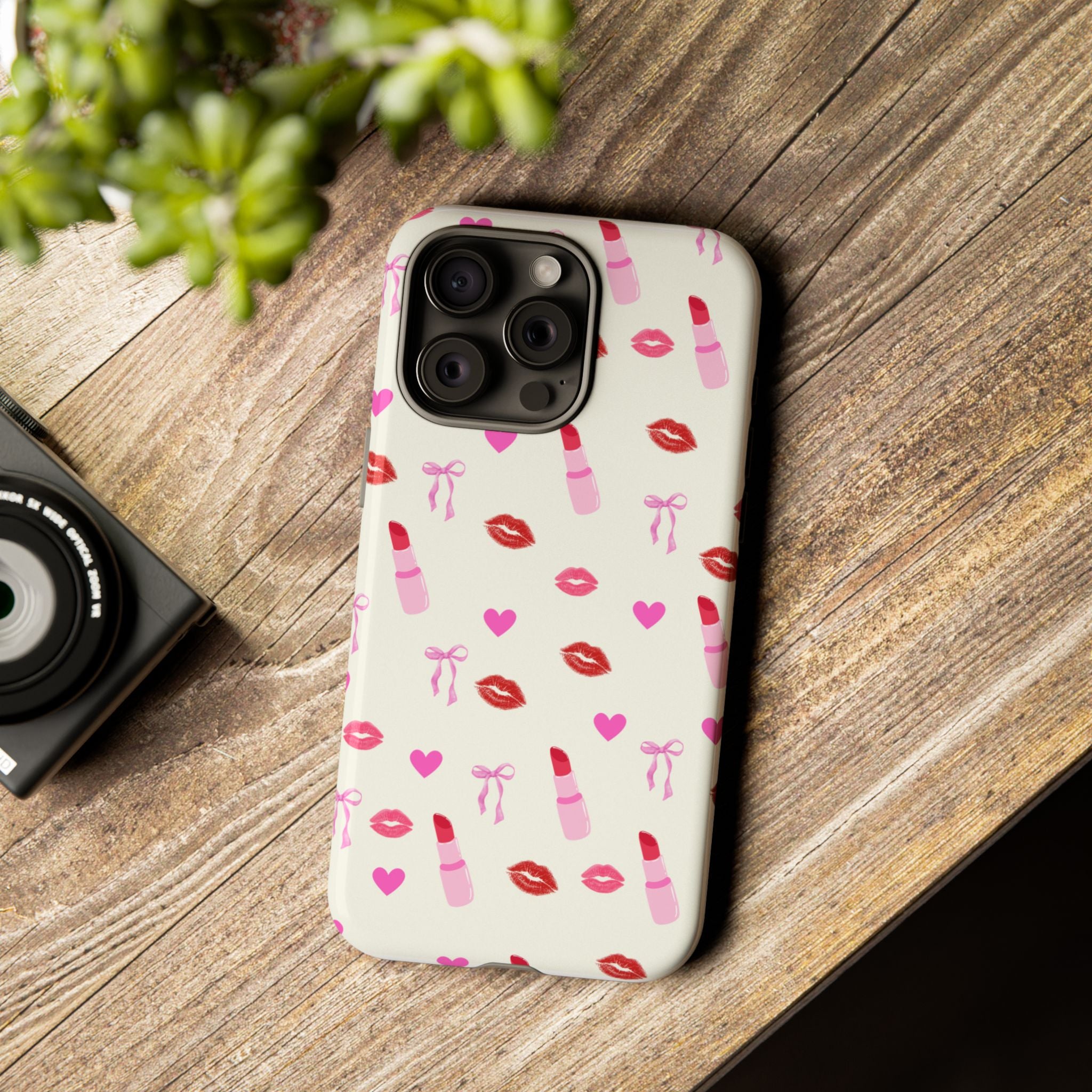 Lipstick Print Phone Case | Tough Cases, Gift for Makeup Lovers, Cute Accessory, Phone Protector, Valentine's Day Gift