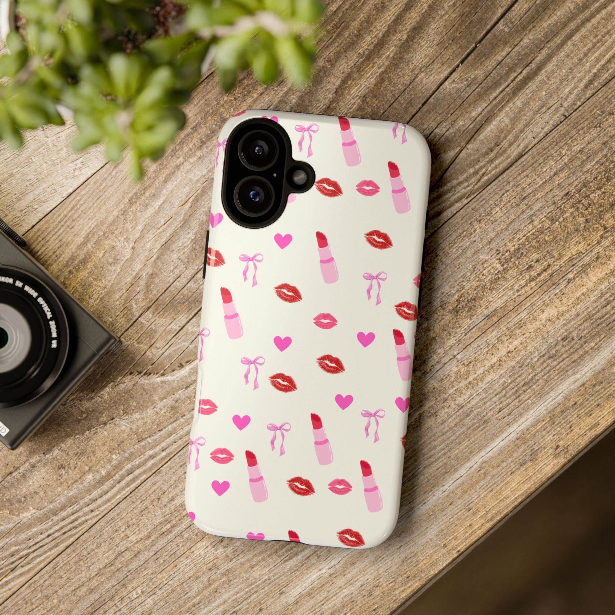 Lipstick Print Phone Case | Tough Cases, Gift for Makeup Lovers, Cute Accessory, Phone Protector, Valentine's Day Gift