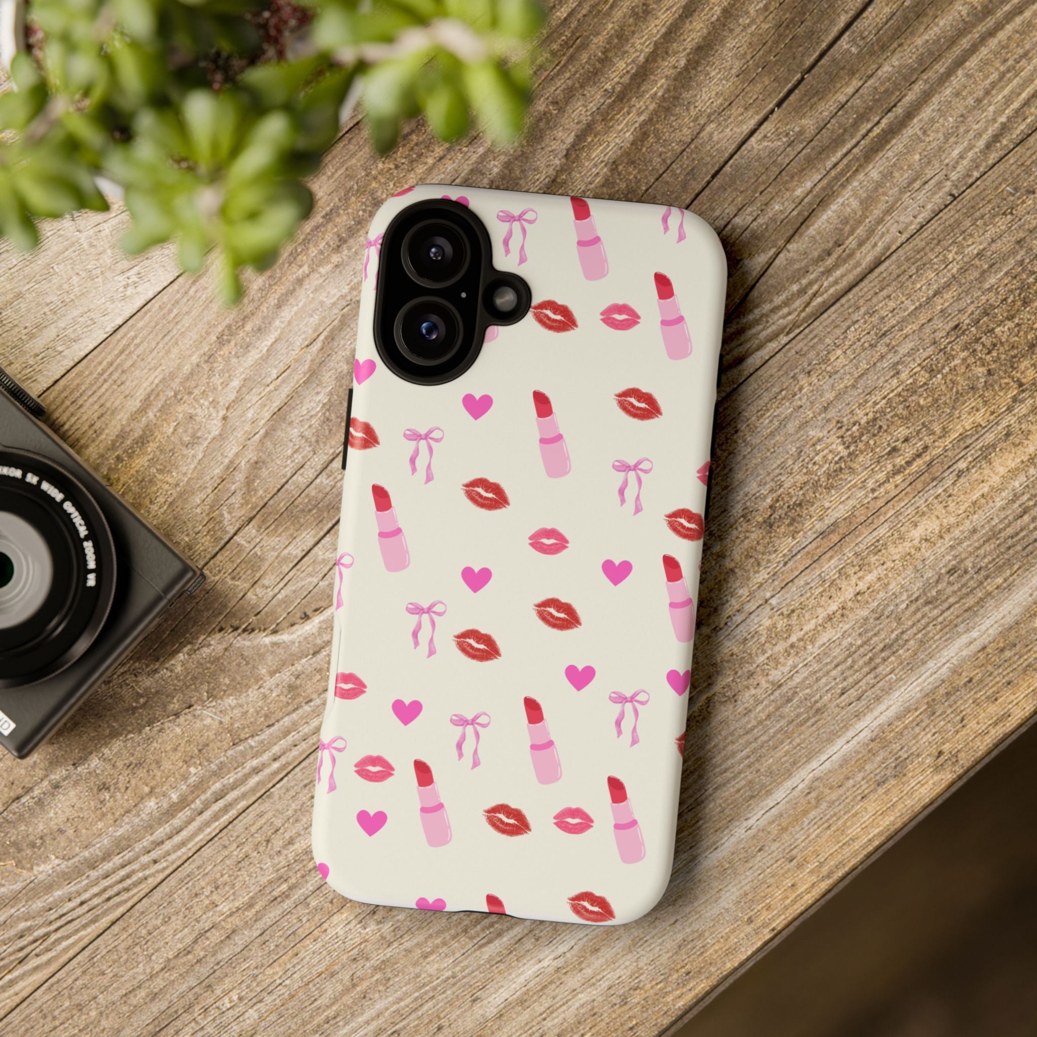Lipstick Print Phone Case | Tough Cases, Gift for Makeup Lovers, Cute Accessory, Phone Protector, Valentine's Day Gift