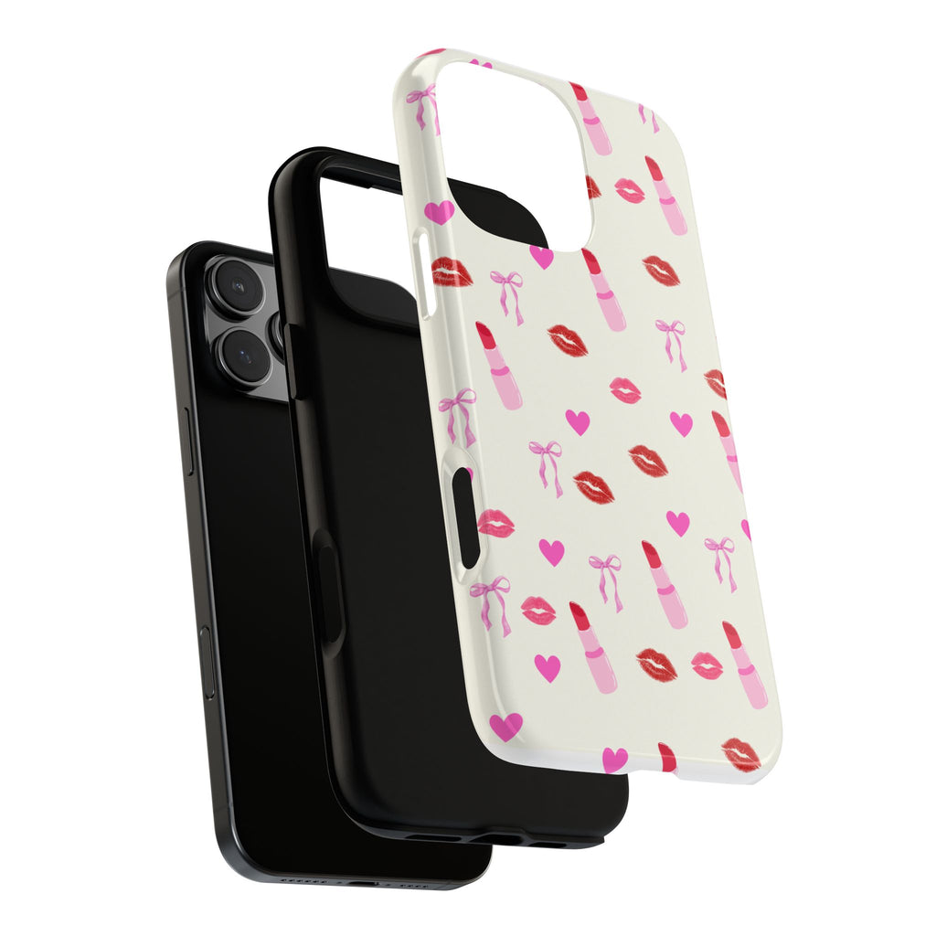 Lipstick Print Phone Case | Tough Cases, Gift for Makeup Lovers, Cute Accessory, Phone Protector, Valentine's Day Gift