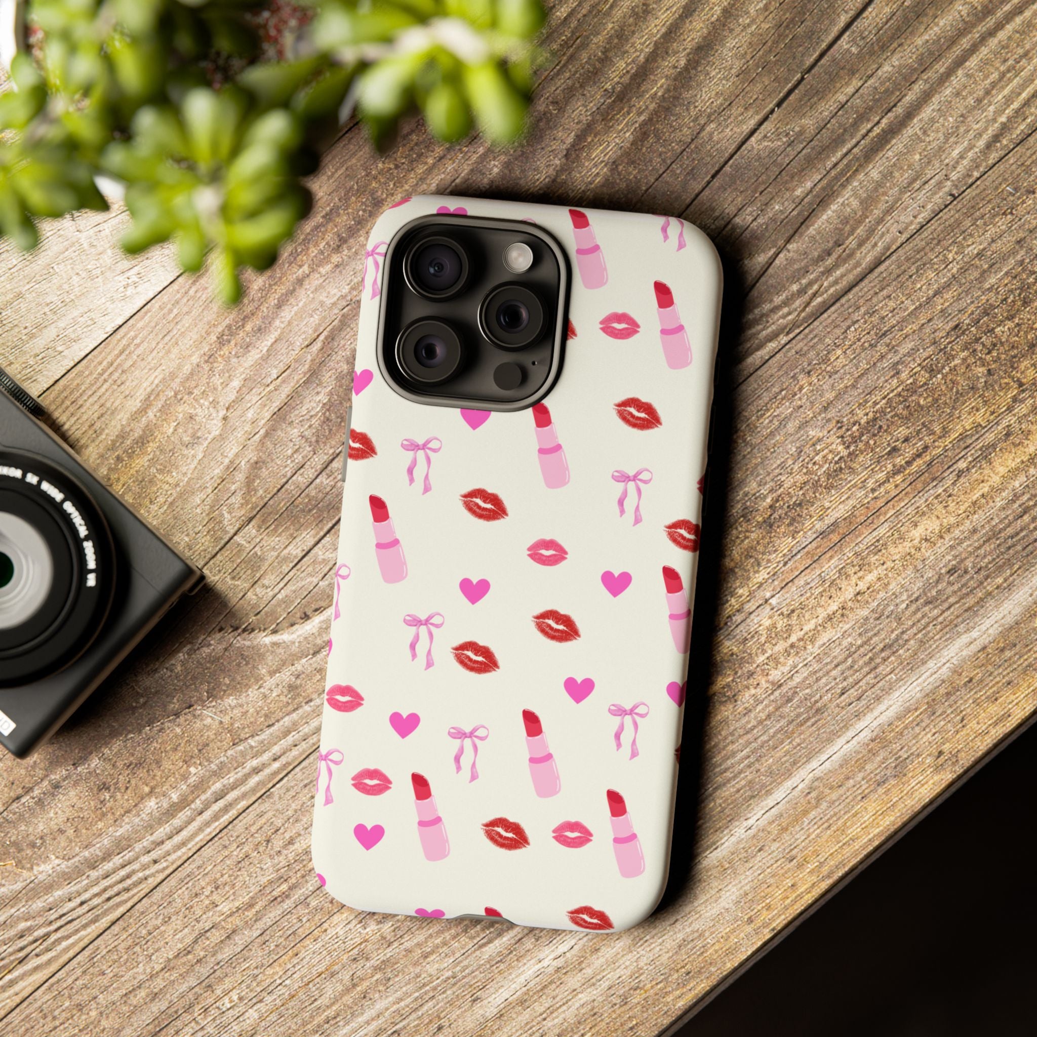 Lipstick Print Phone Case | Tough Cases, Gift for Makeup Lovers, Cute Accessory, Phone Protector, Valentine's Day Gift