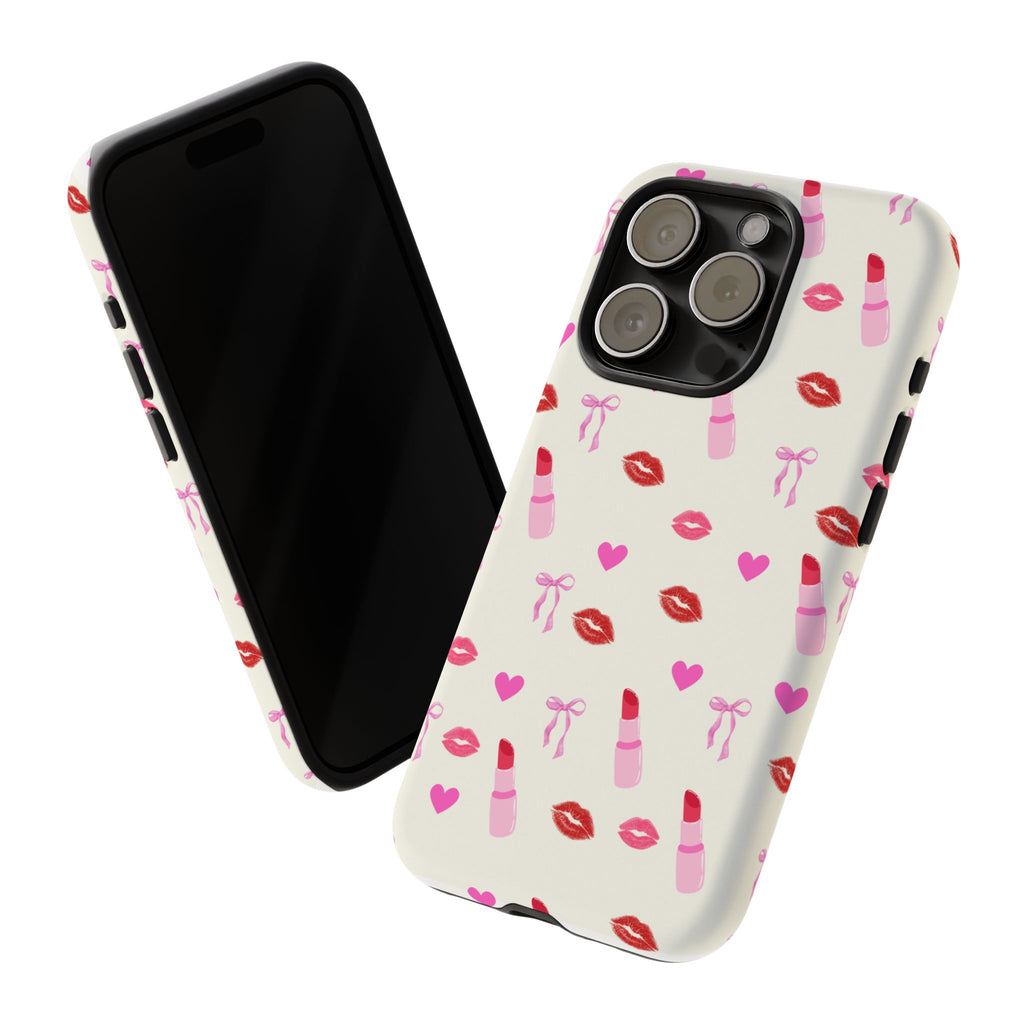 Lipstick Print Phone Case | Tough Cases, Gift for Makeup Lovers, Cute Accessory, Phone Protector, Valentine's Day Gift
