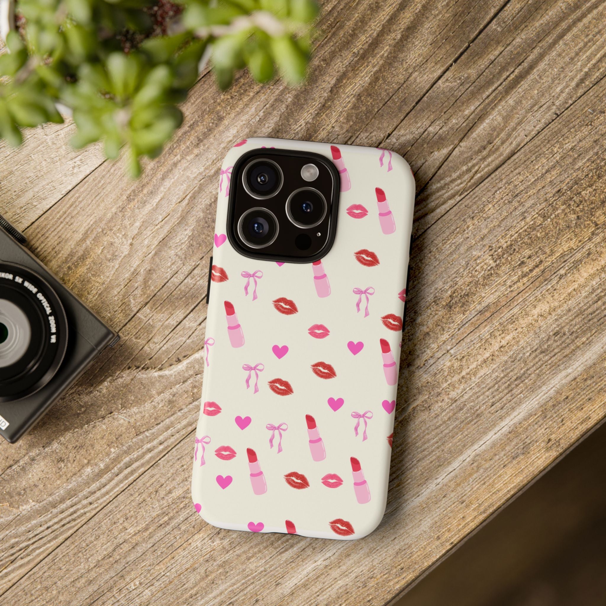 Lipstick Print Phone Case | Tough Cases, Gift for Makeup Lovers, Cute Accessory, Phone Protector, Valentine's Day Gift