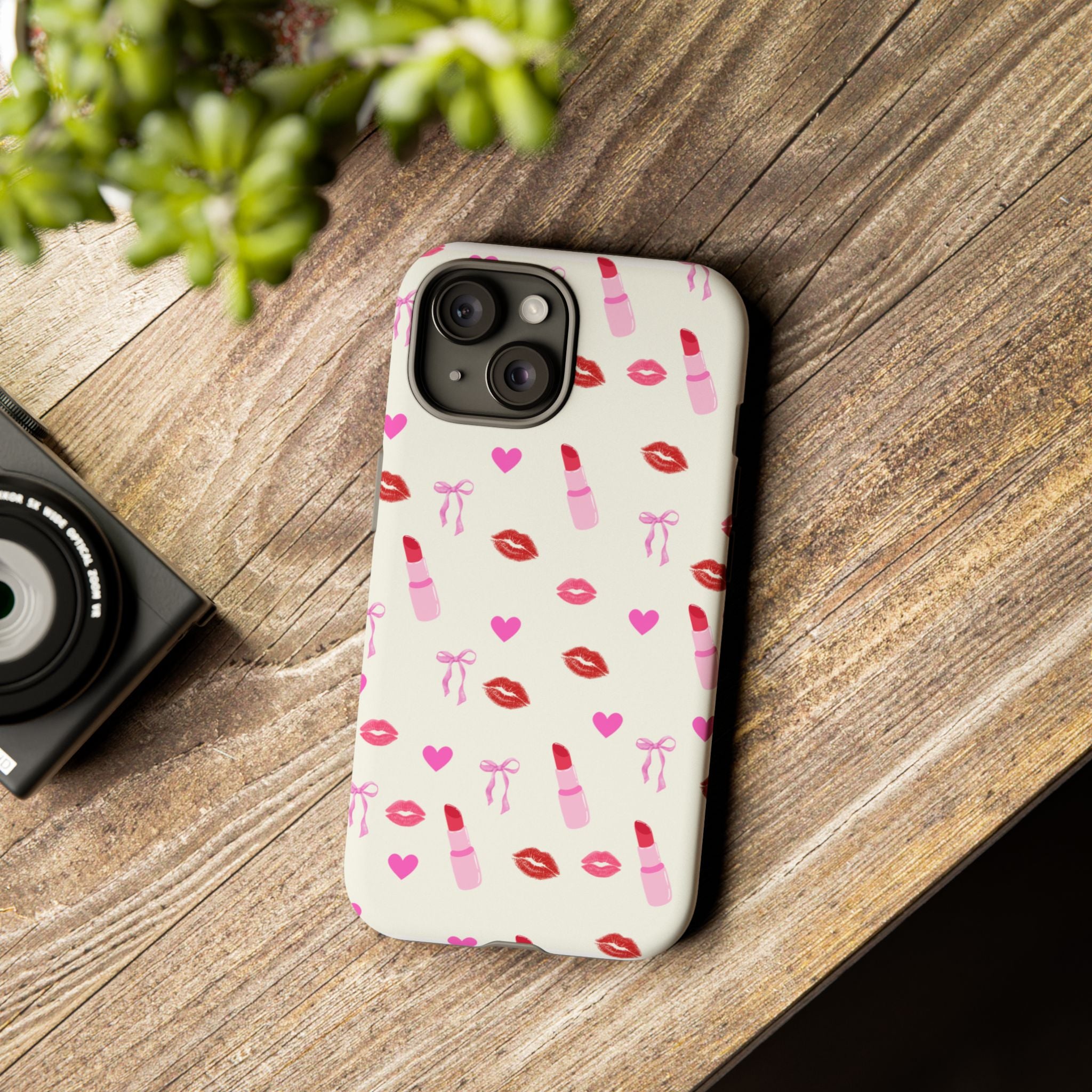 Lipstick Print Phone Case | Tough Cases, Gift for Makeup Lovers, Cute Accessory, Phone Protector, Valentine's Day Gift