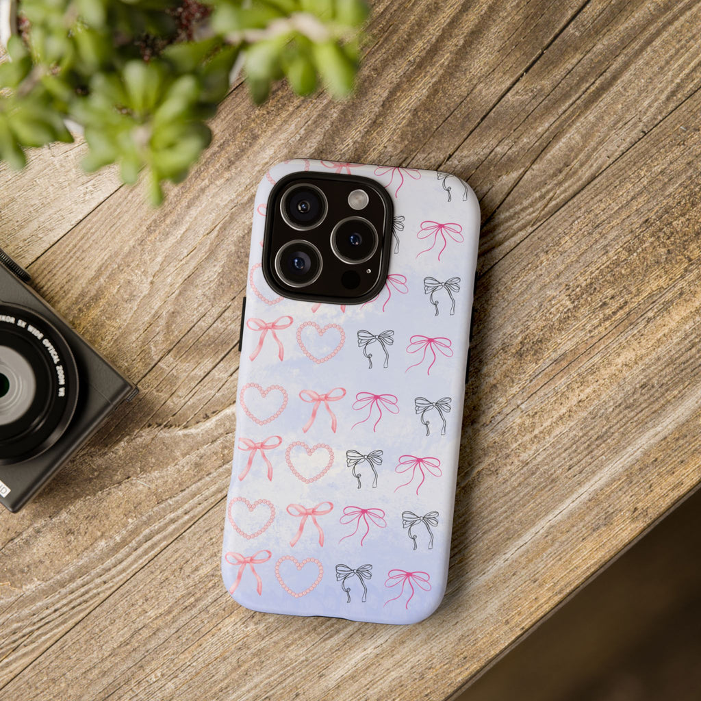 Stylish Phone Case with Ribbons & Hearts
