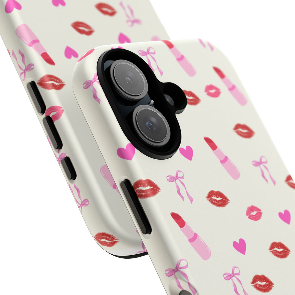 Lipstick Print Phone Case | Tough Cases, Gift for Makeup Lovers, Cute Accessory, Phone Protector, Valentine's Day Gift