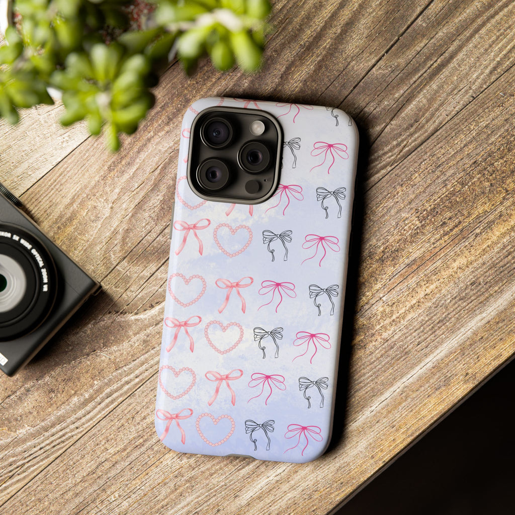 Stylish Phone Case with Ribbons & Hearts