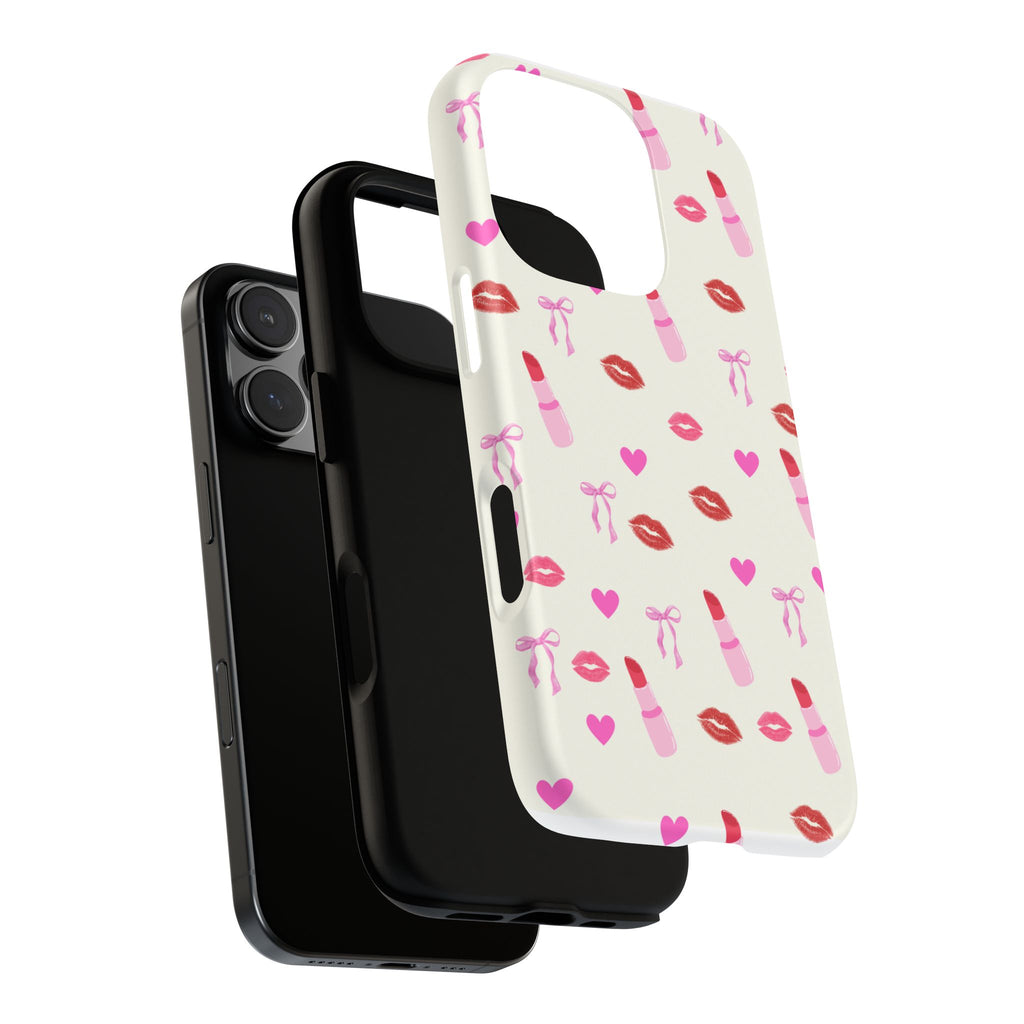 Lipstick Print Phone Case | Tough Cases, Gift for Makeup Lovers, Cute Accessory, Phone Protector, Valentine's Day Gift