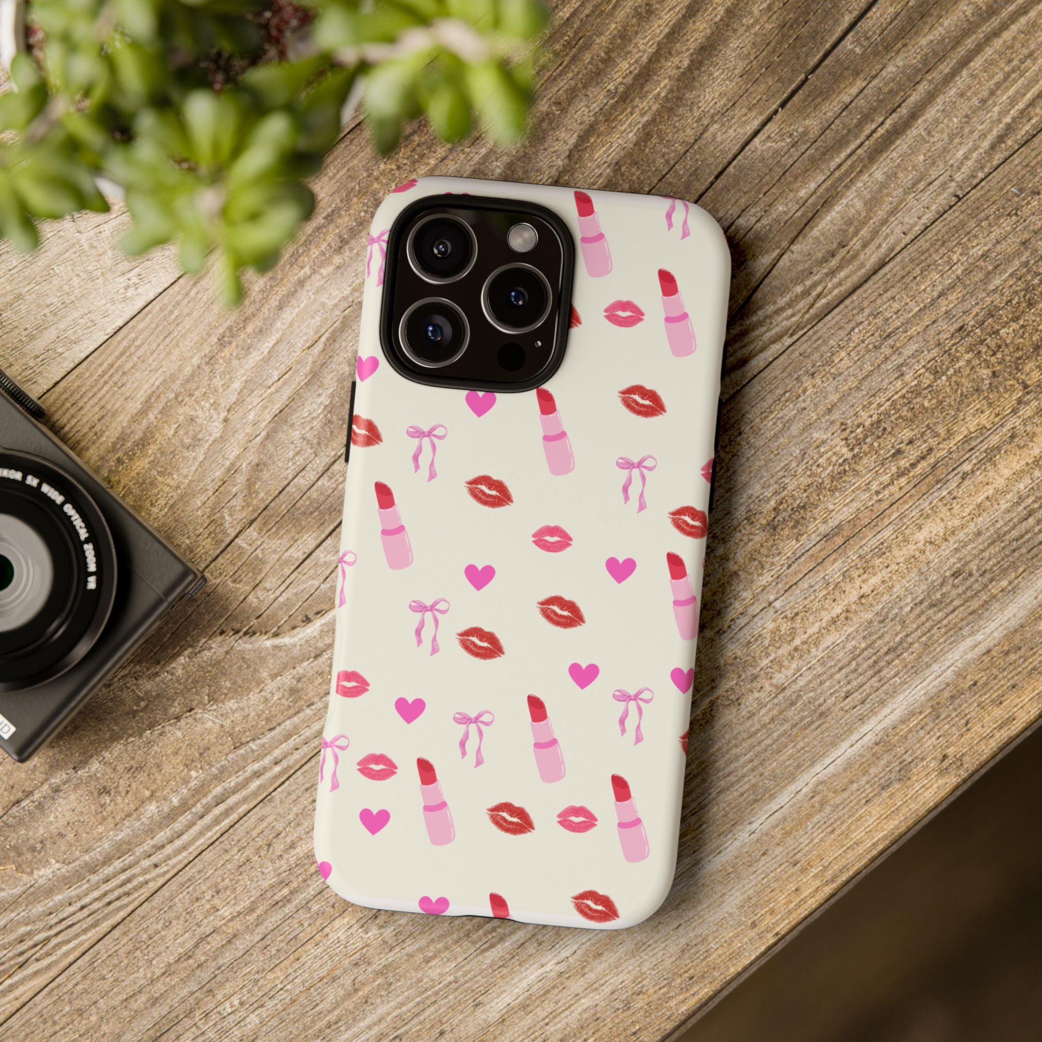 Lipstick Print Phone Case | Tough Cases, Gift for Makeup Lovers, Cute Accessory, Phone Protector, Valentine's Day Gift