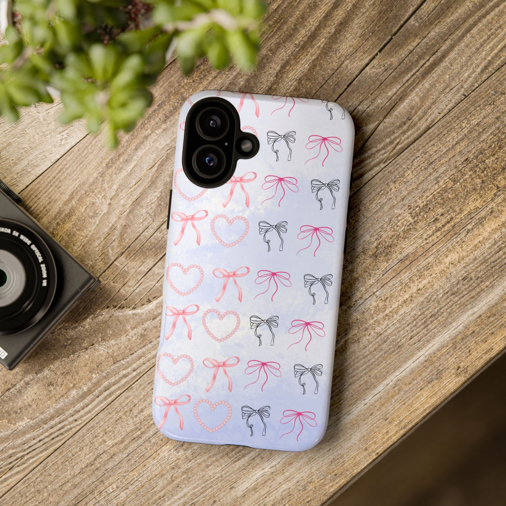 Stylish Phone Case with Ribbons & Hearts