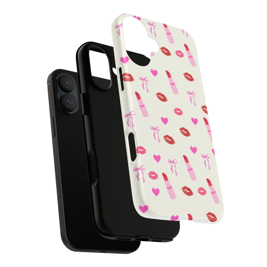 Lipstick Print Phone Case | Tough Cases, Gift for Makeup Lovers, Cute Accessory, Phone Protector, Valentine's Day Gift