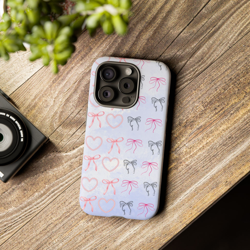 Stylish Phone Case with Ribbons & Hearts