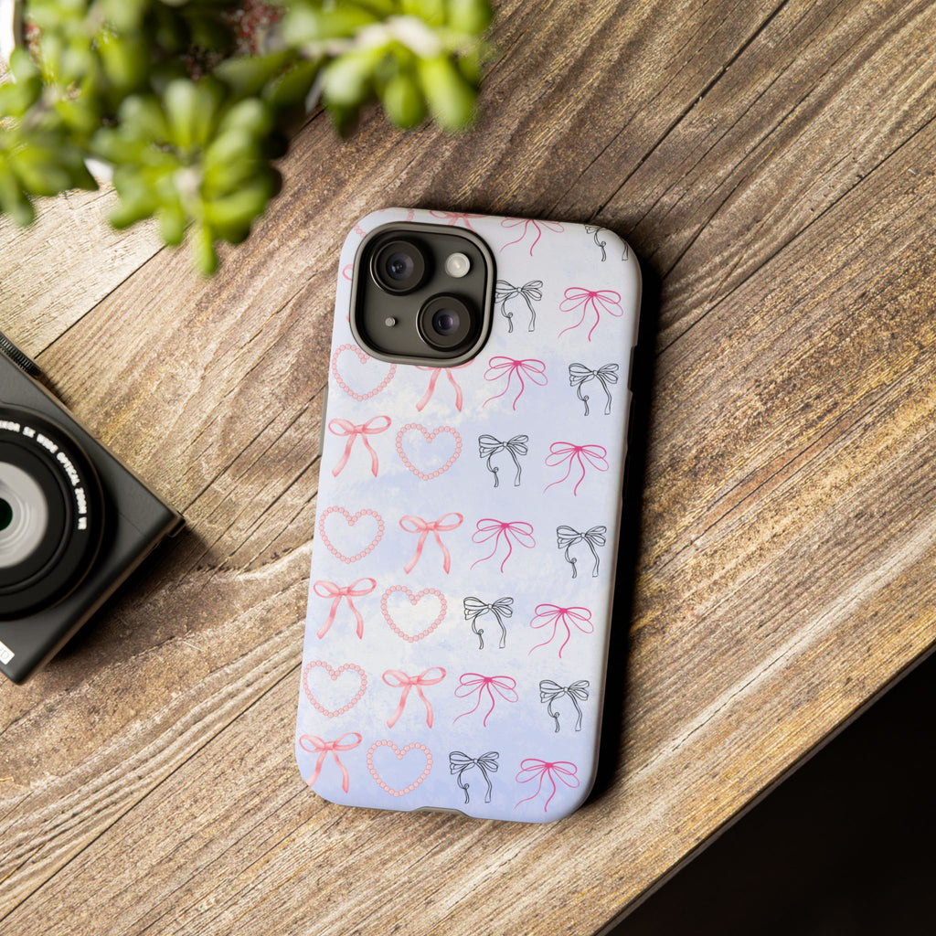 Stylish Phone Case with Ribbons & Hearts