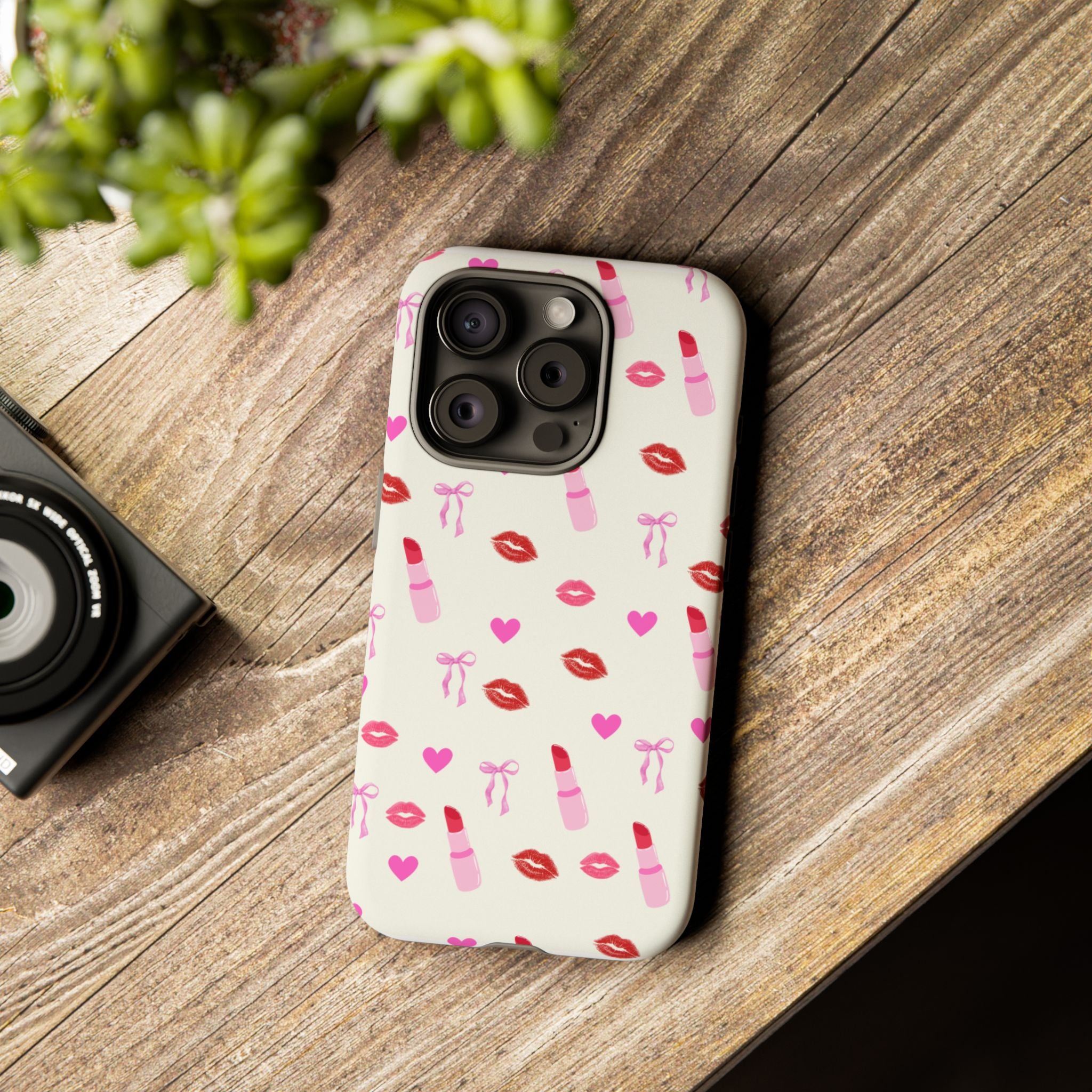 Lipstick Print Phone Case | Tough Cases, Gift for Makeup Lovers, Cute Accessory, Phone Protector, Valentine's Day Gift